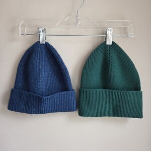 Unisex Nordstrom Blue EUC and Old Navy Green NWT Knit Beanie Toque Hat